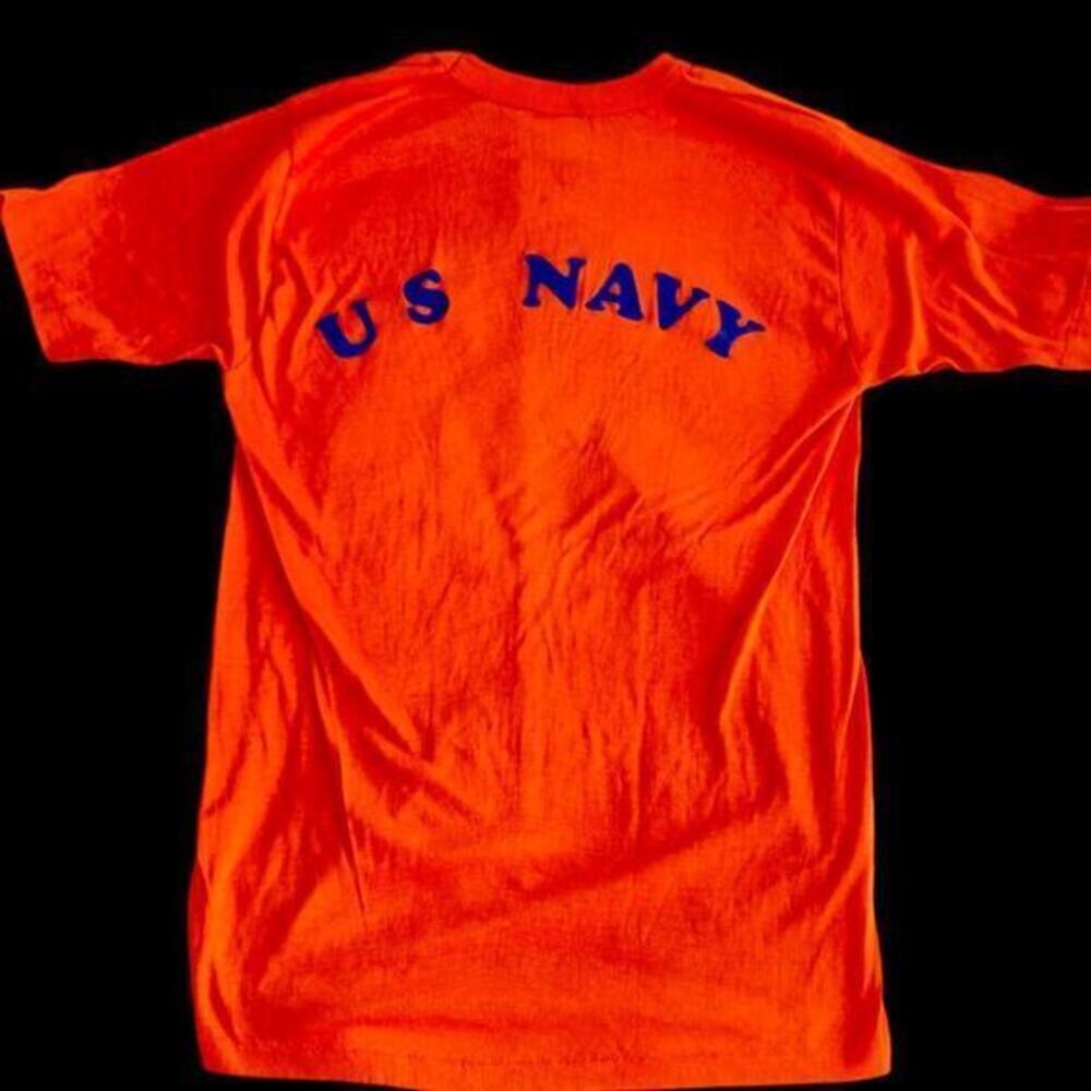 Vintage US Navy 1980’s Pensacola City of Five Flags Orange T-Shirt Aviation Med